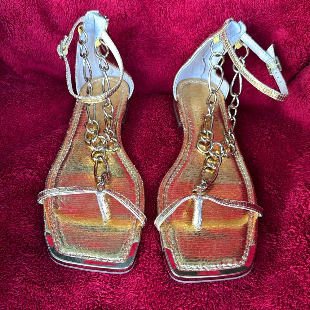 JESSICA SIMPSON WOMENS EDGEY CHAIN TRIM SANDALS SIZE 9